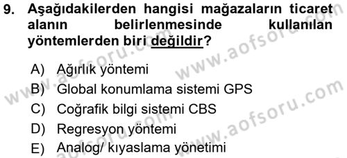 Perakende Yönetimi Dersi 2015 - 2016 Yılı (Vize) Ara Sınav Soruları 9. Soru