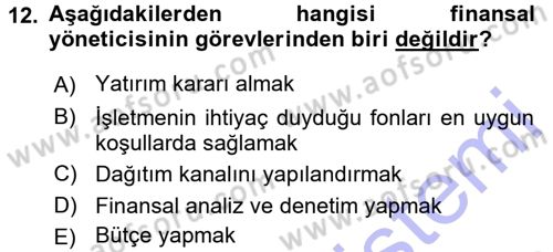Perakende Yönetimi Dersi 2015 - 2016 Yılı (Final) Dönem Sonu Sınav Soruları 12. Soru
