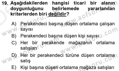 Perakende Yönetimi Dersi 2015 - 2016 Yılı Tek Ders Sınav Soruları 19. Soru