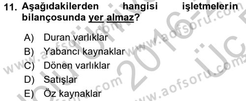 Perakende Yönetimi Dersi 2016 - 2017 Yılı 3 Ders Sınav Soruları 11. Soru