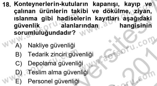 Perakende Yönetimi Dersi 2016 - 2017 Yılı 3 Ders Sınav Soruları 18. Soru