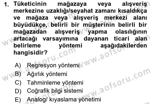 Perakende Yönetimi Dersi 2016 - 2017 Yılı (Vize) Ara Sınav Soruları 1. Soru