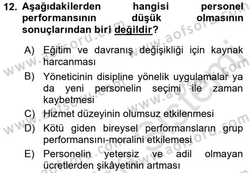 Perakende Yönetimi Dersi 2016 - 2017 Yılı (Vize) Ara Sınav Soruları 12. Soru