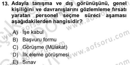 Perakende Yönetimi Dersi 2016 - 2017 Yılı (Vize) Ara Sınavı 13. Soru