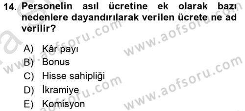 Perakende Yönetimi Dersi 2016 - 2017 Yılı (Vize) Ara Sınav Soruları 14. Soru