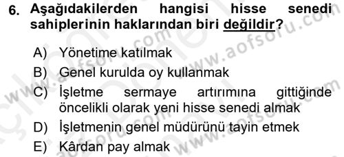 Perakende Yönetimi Dersi 2016 - 2017 Yılı (Final) Dönem Sonu Sınav Soruları 6. Soru