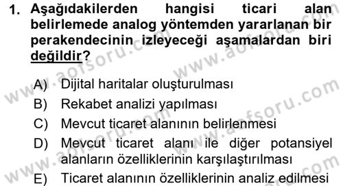 Perakende Yönetimi Dersi 2017 - 2018 Yılı (Vize) Ara Sınav Soruları 1. Soru