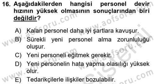 Perakende Yönetimi Dersi 2017 - 2018 Yılı (Vize) Ara Sınav Soruları 16. Soru