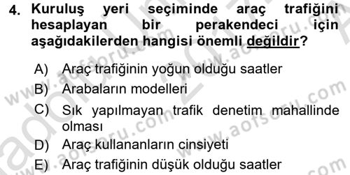 Perakende Yönetimi Dersi 2017 - 2018 Yılı (Vize) Ara Sınav Soruları 4. Soru