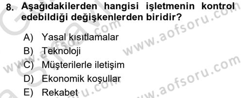 Perakende Yönetimi Dersi 2017 - 2018 Yılı (Vize) Ara Sınav Soruları 8. Soru