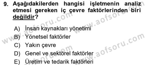 Perakende Yönetimi Dersi 2017 - 2018 Yılı (Vize) Ara Sınav Soruları 9. Soru