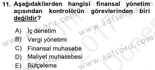 Perakende Yönetimi Dersi 2017 - 2018 Yılı (Final) Dönem Sonu Sınav Soruları 11. Soru