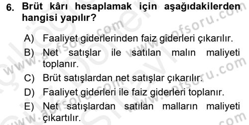 Perakende Yönetimi Dersi 2017 - 2018 Yılı (Final) Dönem Sonu Sınav Soruları 6. Soru