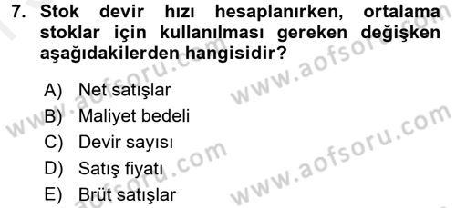 Perakende Yönetimi Dersi 2017 - 2018 Yılı (Final) Dönem Sonu Sınav Soruları 7. Soru