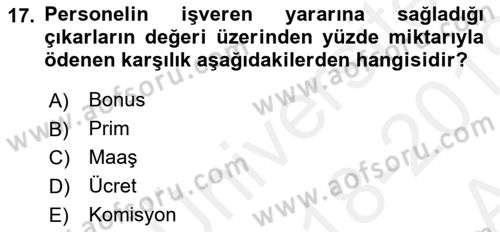 Perakende Yönetimi Dersi 2018 - 2019 Yılı (Vize) Ara Sınav Soruları 17. Soru