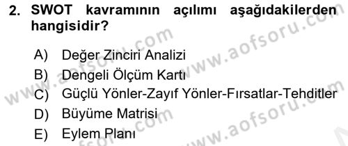 Perakende Yönetimi Dersi 2018 - 2019 Yılı (Vize) Ara Sınav Soruları 2. Soru