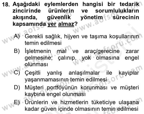 Perakende Yönetimi Dersi 2018 - 2019 Yılı (Final) Dönem Sonu Sınav Soruları 18. Soru