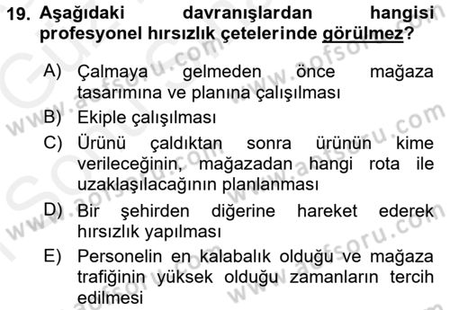 Perakende Yönetimi Dersi 2018 - 2019 Yılı (Final) Dönem Sonu Sınav Soruları 19. Soru
