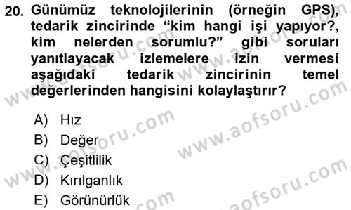 Perakende Yönetimi Dersi 2018 - 2019 Yılı (Final) Dönem Sonu Sınav Soruları 20. Soru