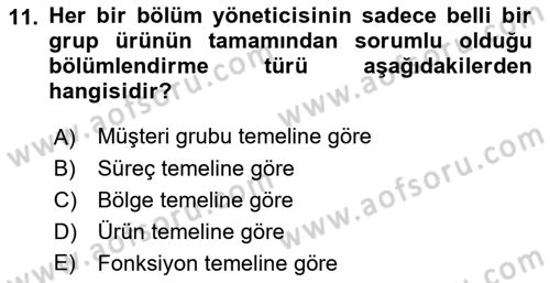 Perakende Yönetimi Dersi Ara Sınavı Deneme Sınav Soruları 11. Soru