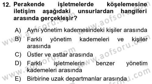 Perakende Yönetimi Dersi Ara Sınavı Deneme Sınav Soruları 12. Soru