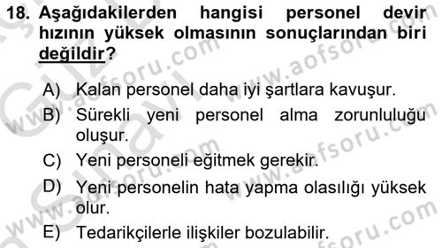 Perakende Yönetimi Dersi Ara Sınavı Deneme Sınav Soruları 18. Soru