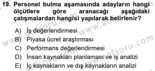 Perakende Yönetimi Dersi 2019 - 2020 Yılı (Vize) Ara Sınav Soruları 19. Soru