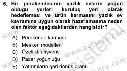 Perakende Yönetimi Dersi 2019 - 2020 Yılı (Vize) Ara Sınavı 6. Soru