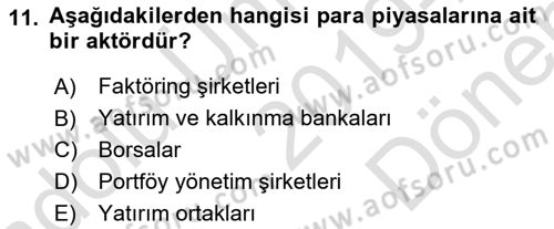 Perakende Yönetimi Dersi 2019 - 2020 Yılı (Final) Dönem Sonu Sınav Soruları 11. Soru