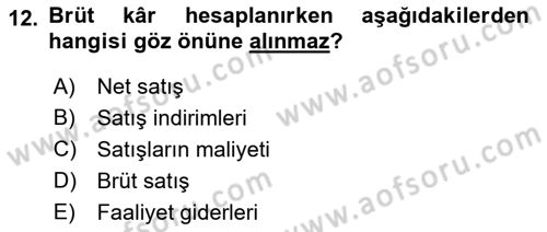 Perakende Yönetimi Dersi 2019 - 2020 Yılı (Final) Dönem Sonu Sınav Soruları 12. Soru