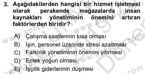 Perakende Yönetimi Dersi 2019 - 2020 Yılı (Final) Dönem Sonu Sınav Soruları 3. Soru