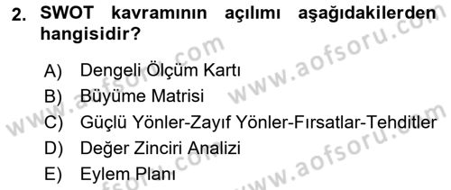 Perakende Yönetimi Dersi 2021 - 2022 Yılı (Vize) Ara Sınavı 2. Soru