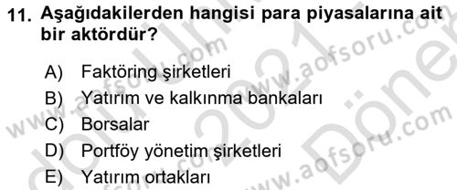Perakende Yönetimi Dersi 2021 - 2022 Yılı (Final) Dönem Sonu Sınav Soruları 11. Soru