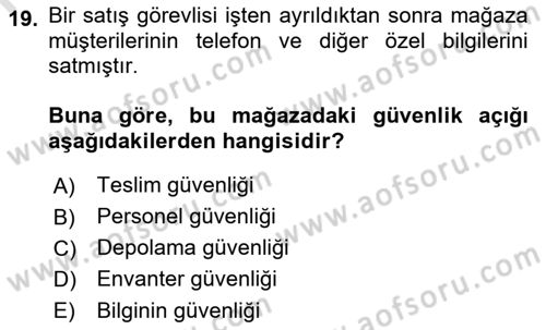 Perakende Yönetimi Dersi 2021 - 2022 Yılı (Final) Dönem Sonu Sınav Soruları 19. Soru