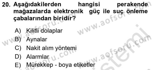 Perakende Yönetimi Dersi 2021 - 2022 Yılı (Final) Dönem Sonu Sınav Soruları 20. Soru