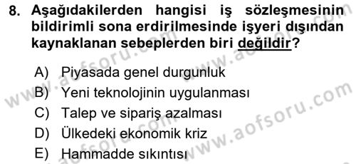Perakende Yönetimi Dersi 2021 - 2022 Yılı (Final) Dönem Sonu Sınav Soruları 8. Soru