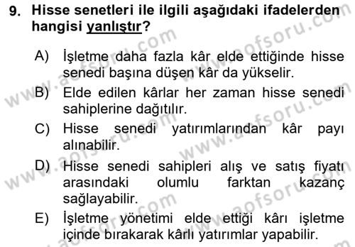 Perakende Yönetimi Dersi 2021 - 2022 Yılı (Final) Dönem Sonu Sınav Soruları 9. Soru