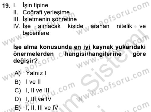 Perakende Yönetimi Dersi Ara Sınavı Deneme Sınav Soruları 19. Soru