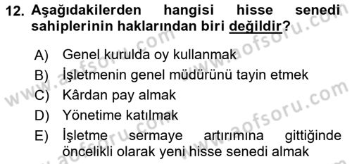 Perakende Yönetimi Dersi 2022 - 2023 Yılı (Final) Dönem Sonu Sınav Soruları 12. Soru