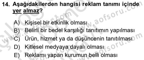 Perakende Yönetimi Dersi 2022 - 2023 Yılı (Final) Dönem Sonu Sınav Soruları 14. Soru