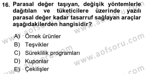 Perakende Yönetimi Dersi 2022 - 2023 Yılı (Final) Dönem Sonu Sınav Soruları 16. Soru