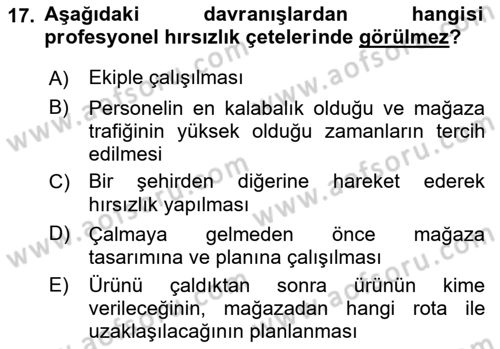 Perakende Yönetimi Dersi 2022 - 2023 Yılı (Final) Dönem Sonu Sınavı 17. Soru