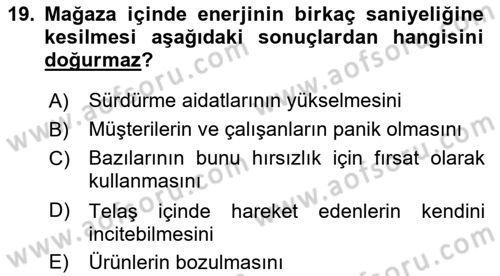 Perakende Yönetimi Dersi 2022 - 2023 Yılı (Final) Dönem Sonu Sınav Soruları 19. Soru