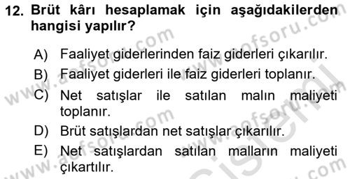 Perakende Yönetimi Dersi 2023 - 2024 Yılı (Final) Dönem Sonu Sınav Soruları 12. Soru