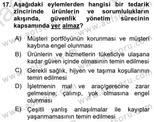 Perakende Yönetimi Dersi 2023 - 2024 Yılı (Final) Dönem Sonu Sınav Soruları 17. Soru