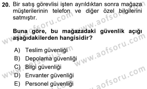 Perakende Yönetimi Dersi 2023 - 2024 Yılı (Final) Dönem Sonu Sınav Soruları 20. Soru