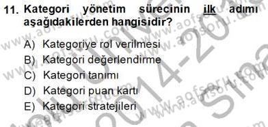 Perakendecilikte Ürün Yönetimi Dersi 2014 - 2015 Yılı (Vize) Ara Sınavı 11. Soru