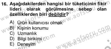 Teknoloji Perakendeciliği Dersi 2012 - 2013 Yılı (Vize) Ara Sınav Soruları 16. Soru