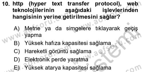 Teknoloji Perakendeciliği Dersi 2016 - 2017 Yılı (Vize) Ara Sınav Soruları 10. Soru
