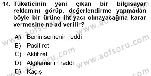 Teknoloji Perakendeciliği Dersi 2016 - 2017 Yılı (Vize) Ara Sınav Soruları 14. Soru